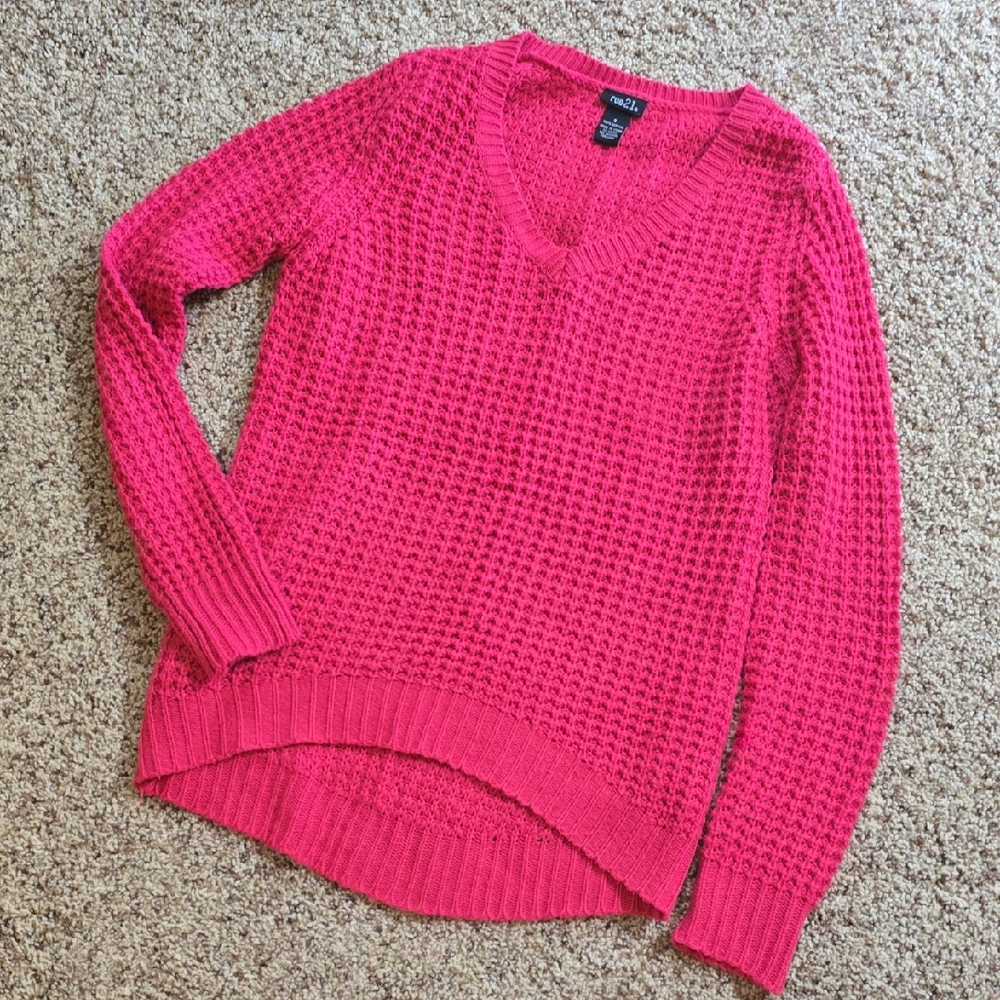 Rue21 Vibrant Pink V-Neck Sweater